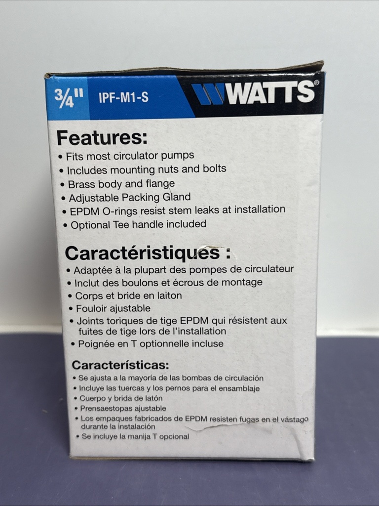 WATTS Threaded Isolation Pump Flange 3/4" IPF-t-M1  600 WOG - OPEN BOX #1