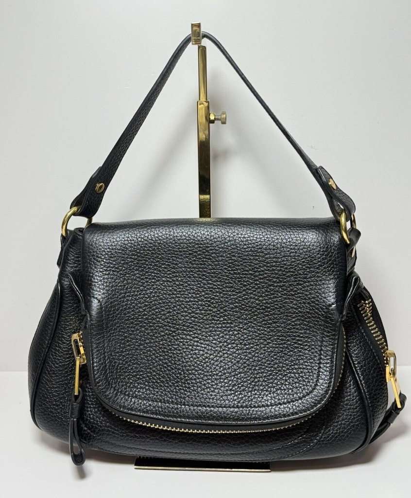 Tom Ford Women's Black Jennifer Medium Double Strap Leather Shoulder Bag #5