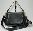 Tom Ford Women's Black Jennifer Medium Double Strap Leather Shoulder Bag with delivery