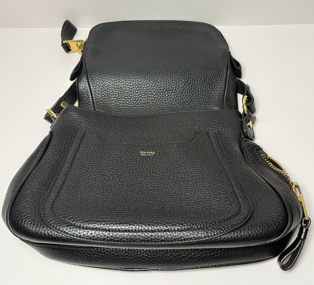 Tom Ford Women's Black Jennifer Medium Double Strap Leather Shoulder Bag #7