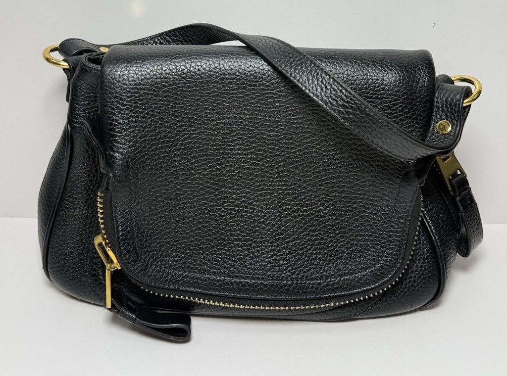 Tom Ford Women's Black Jennifer Medium Double Strap Leather Shoulder Bag #9
