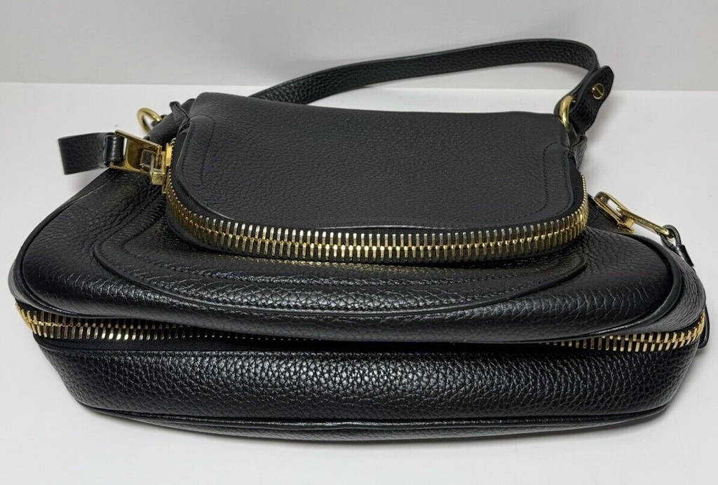 Tom Ford Women's Black Jennifer Medium Double Strap Leather Shoulder Bag #12