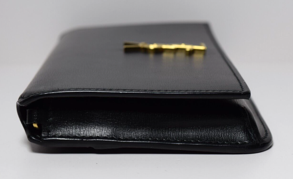 Saint Laurent Classic Monogram Phone Holder Shoulder Leather Black #9