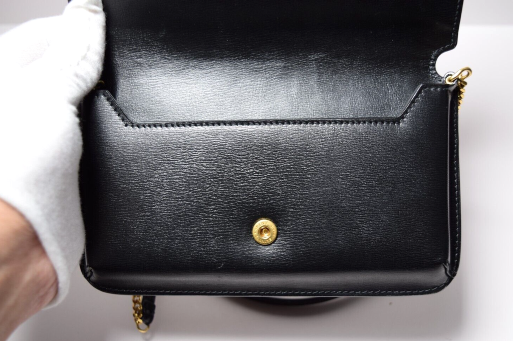 Saint Laurent Classic Monogram Phone Holder Shoulder Leather Black #10