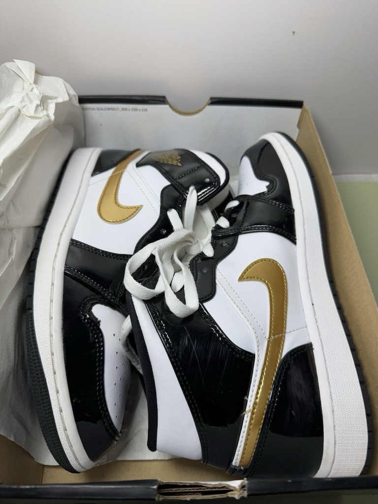 Jordan 1 Mid SE Patent Black Gold Size 9 - Preowned #4