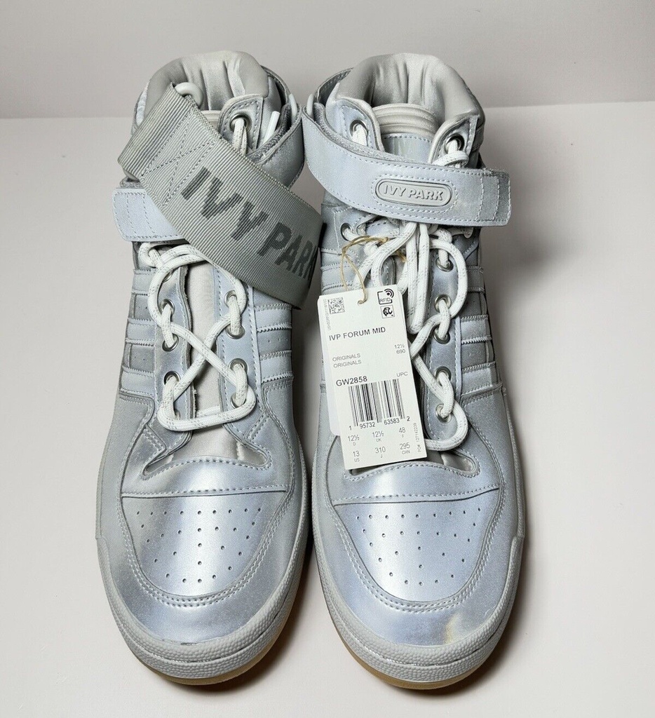 New Adidas Ivy Park Mid Icy Park Silver Metallic Leather GW2858 Size 13 #4