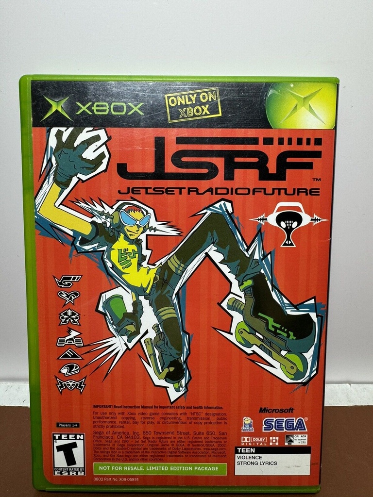 Sega GT 2002 JSRF Jet Set Radio Future Xbox Complete CIB #2