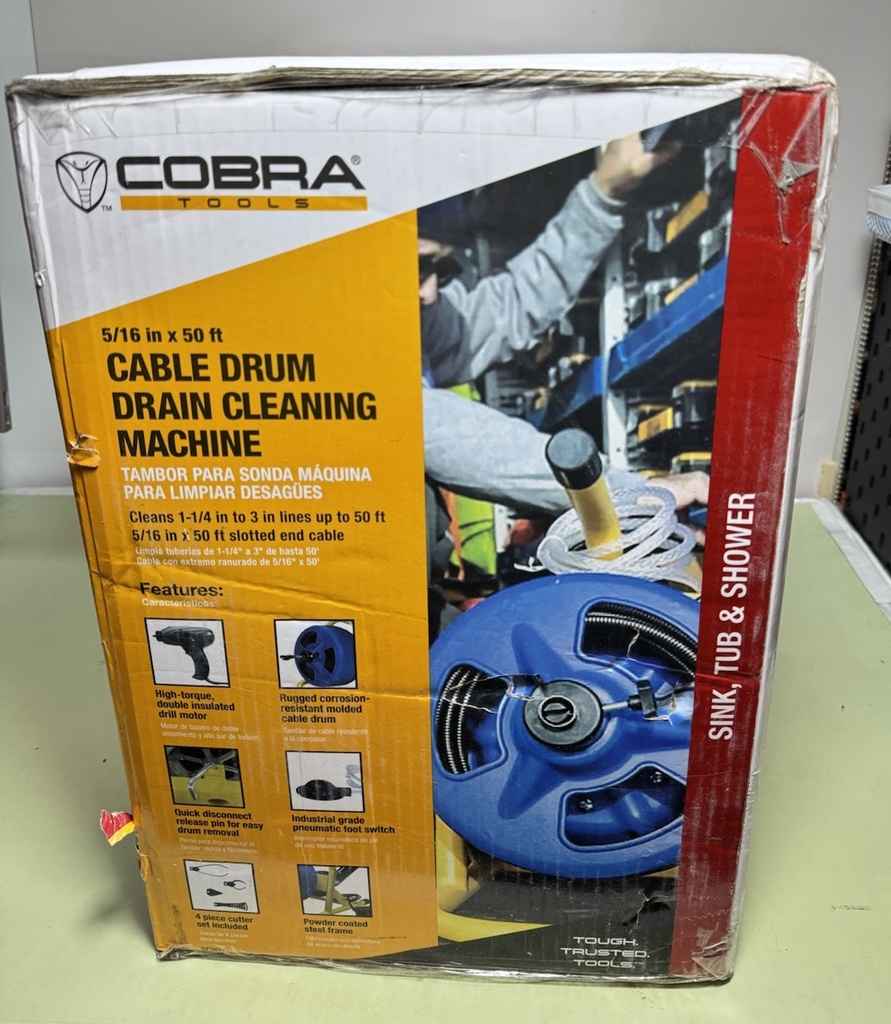Cobra 5/16 in. x 50 ft. Cable Drum Drain Cleaning Machine - BC260C #1