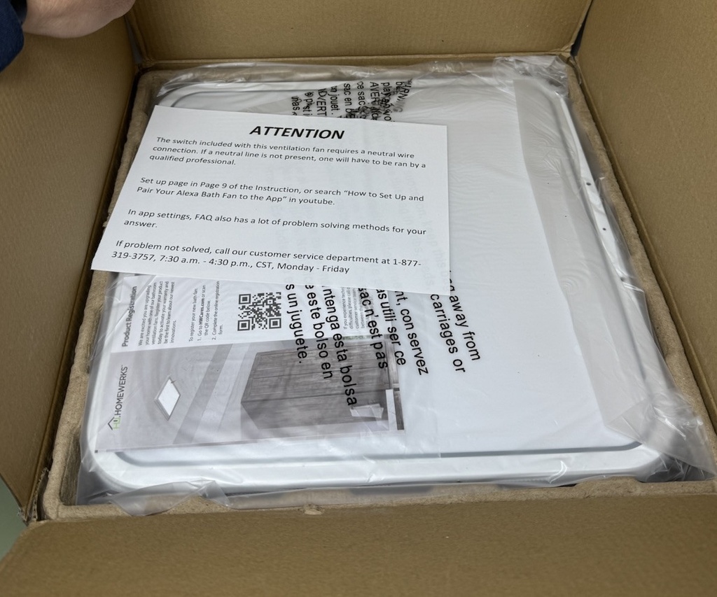 Homewerks 7148-01 110CFM SmartVent Bath Fan Bluetooth Speakers LED Light Alexa #5