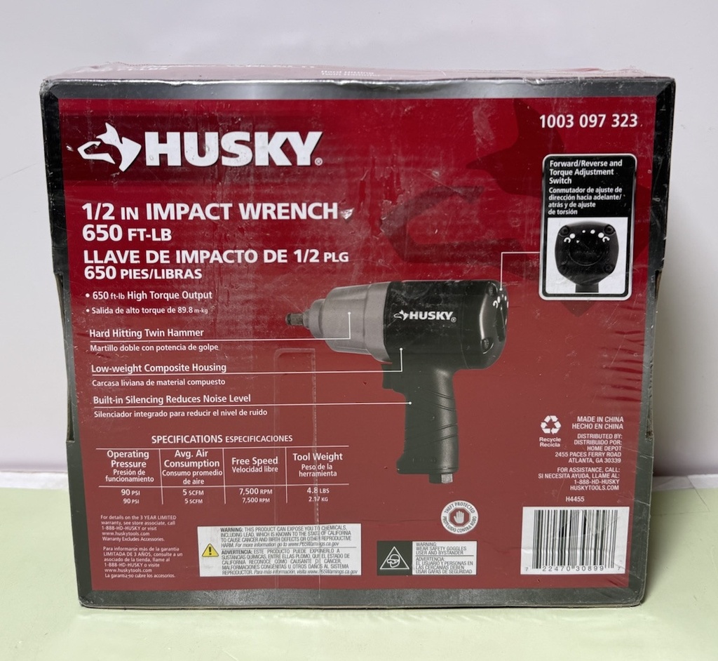 Husky 1003097323 1/2" Pneumatic 650 FT-LBS Impact Wrench #1