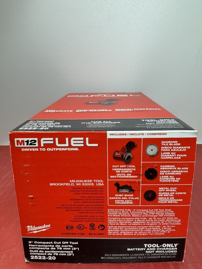 Milwaukee 2522-20 M12 12 Volt FUEL™ 3" Compact Cut Off Tool SEALED #5
