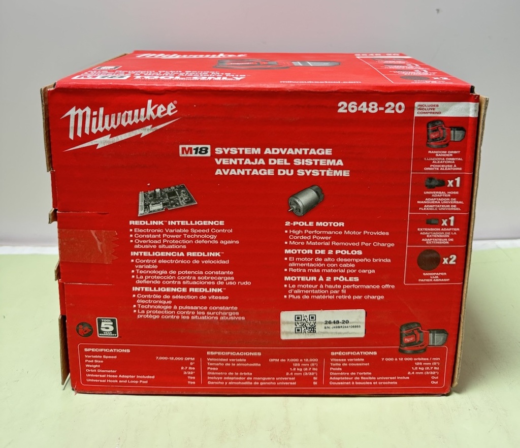 Milwaukee 2648-20 M18 18V Cordless Random Orbit Sander - Bare Tool #2
