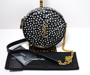 Saint Laurent YSL Black & White Round Quilted Polka-Dot Crossbody Bag used