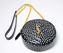 Saint Laurent YSL Black & White Round Quilted Polka-Dot Crossbody Bag cost