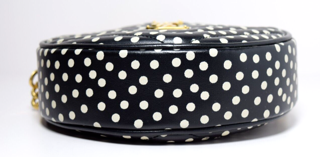 Saint Laurent YSL Black & White Round Quilted Polka-Dot Crossbody Bag #5