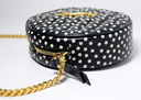 Saint Laurent YSL Black & White Round Quilted Polka-Dot Crossbody Bag with delivery