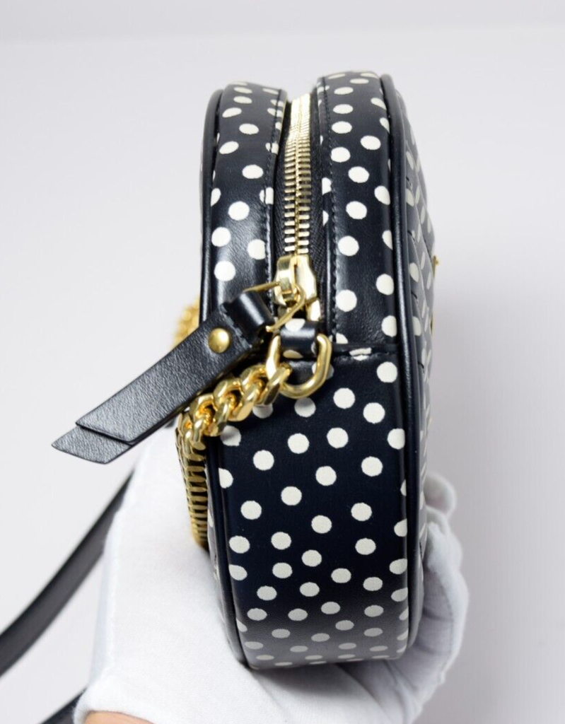 Saint Laurent YSL Black & White Round Quilted Polka-Dot Crossbody Bag #8