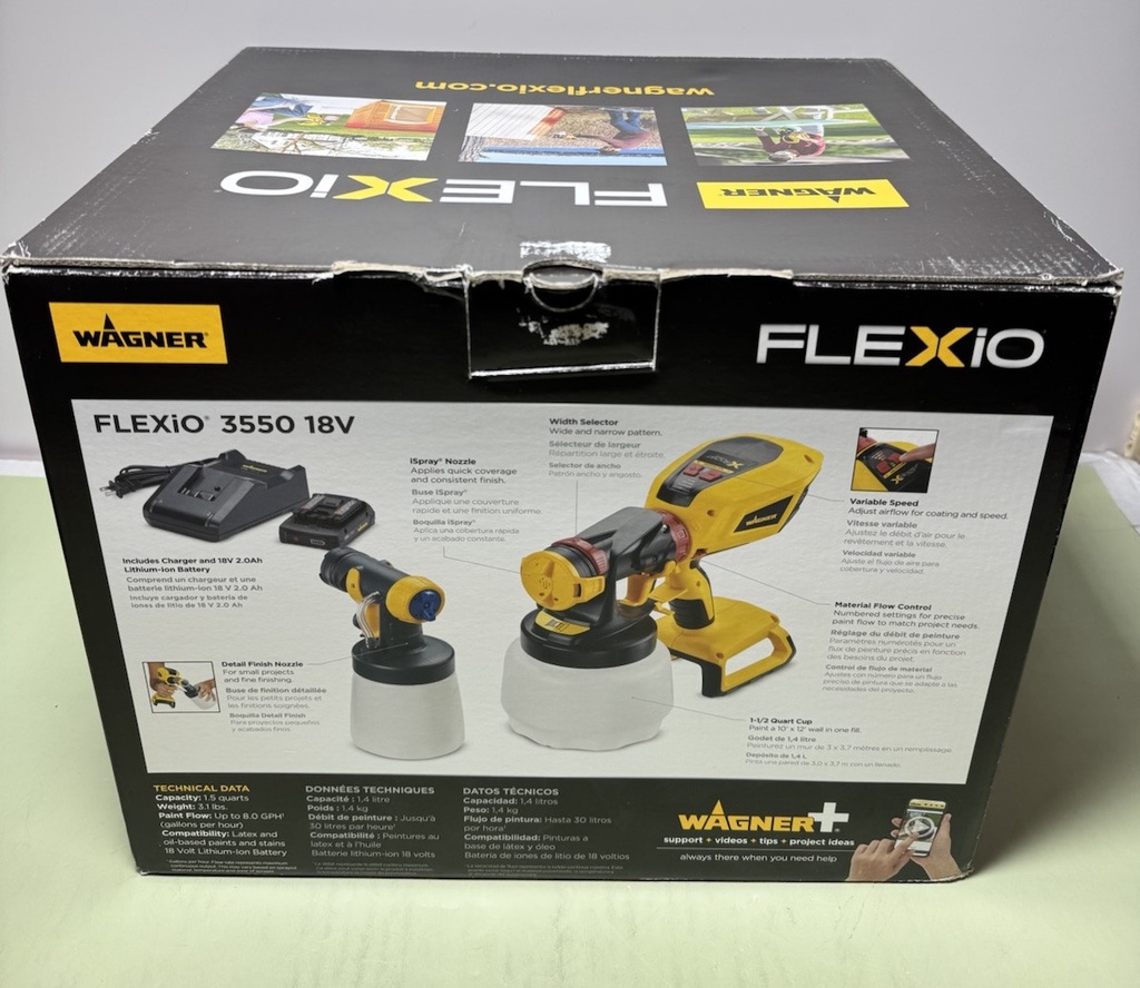 Wagner 2423466 FLEXiO 3550 18V Cordless Handheld HVLP Paint+Stain Paint Sprayer #2