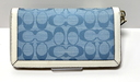 NWT COACH Accordion Zip Wallet Signature Chambray C5684 Light Washed Denim Chalk used