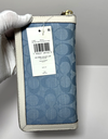 NWT COACH Accordion Zip Wallet Signature Chambray C5684 Light Washed Denim Chalk cost