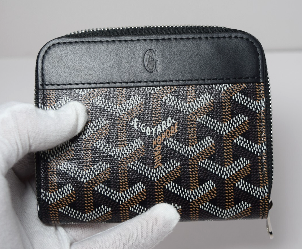 Goyard Matignon Mini Wallet Zip Black Pouch Clutch Small Leather Canvas #11
