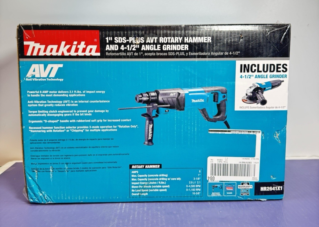 Makita HR2641X1 SDS-PLUS AVT Rotary Hammer with Case and 4-1/2" Angle Grinder #1
