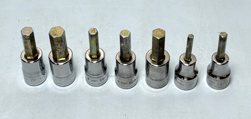Snap On 7 pc 3/8" Drive Metric Hex Bit Socket Set 4-10 mm #1