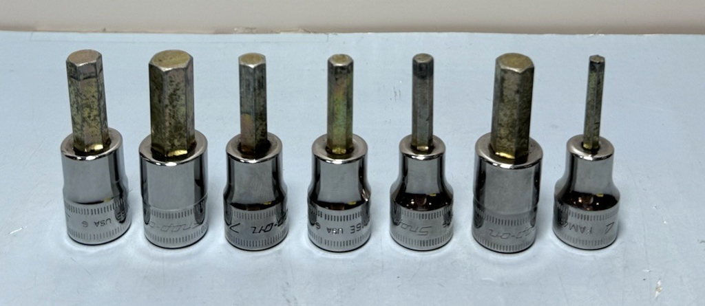 Snap On 7 pc 3/8" Drive Metric Hex Bit Socket Set 4-10 mm #3
