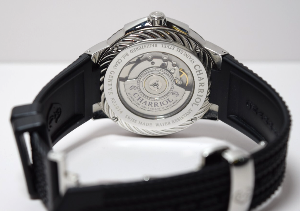 Charriol CE443Q-3062 Celtic Genève Men's 44mm Auto Watch Stainless Steel Rubber #5