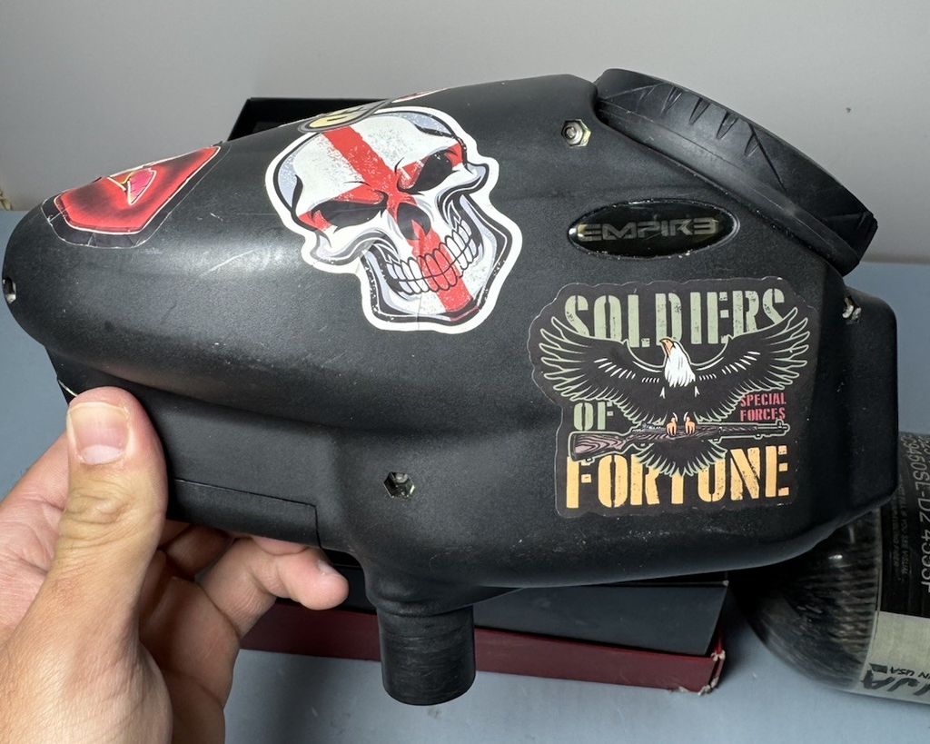 Empire Mini GS Paintball Marker w/ Barrel Kit, Ninja Tank, Speed Loader #9