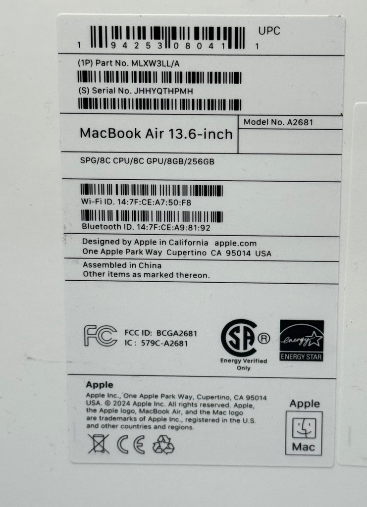Apple MacBook Air 13" 2022 M2 8 GB RAM 256GB SSD A2681 Space Gray -New Sealed #2