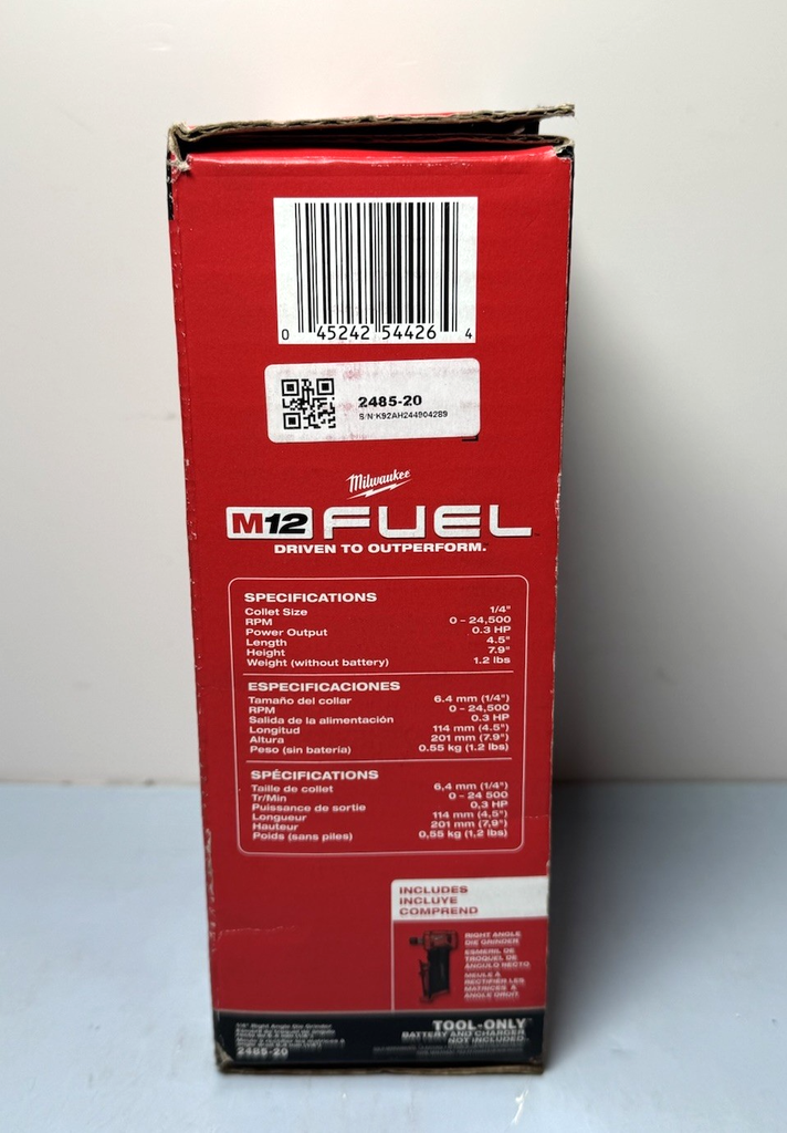 Milwaukee 2485-20 M12 FUEL 1/4" Right Angle Die Grinder (Tool Only) - New #2