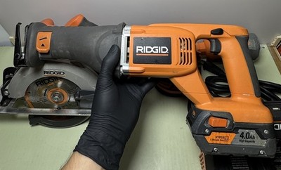 Ridgid 18V Tool Lot Circular Saw, Recip Saw, Sander, Charger, 2x4.0Ah Batt #1