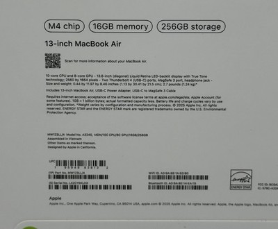 Apple MacBook Air 13" M4 chip 16GB RAM 256GB SSD Midnight MW123LL/A 2025 Model #2