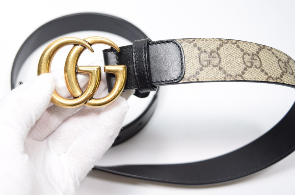 GUCCI Marmont GG Supreme Leather Belt Beige Size: 90/36 LengthSTYLE# 625839 #4