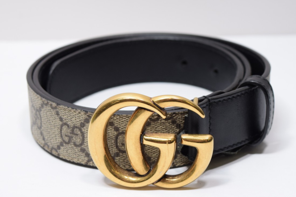 GUCCI Marmont GG Supreme Leather Belt Beige Size: 90/36 LengthSTYLE# 625839 #2