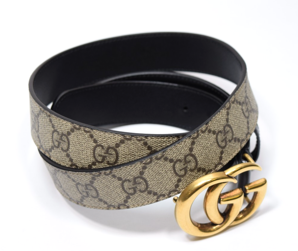 GUCCI Marmont GG Supreme Leather Belt Beige Size: 90/36 LengthSTYLE# 625839 #5