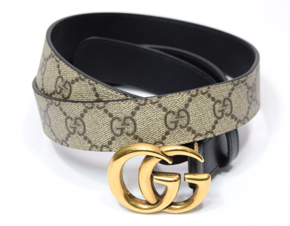GUCCI Marmont GG Supreme Leather Belt Beige Size: 90/36 LengthSTYLE# 625839 #6