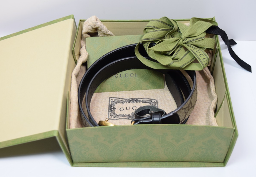 GUCCI Marmont GG Supreme Leather Belt Beige Size: 90/36 LengthSTYLE# 625839 #8