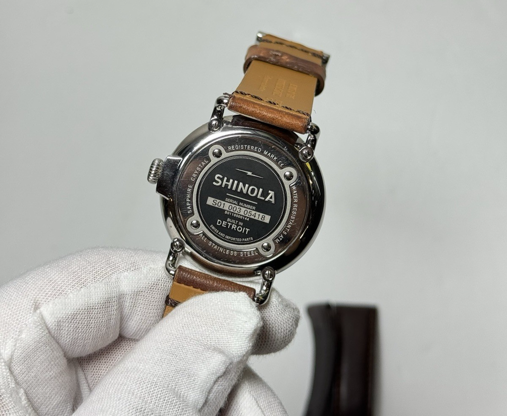 Shinola The Runwell 41mm Silver Steel Case Blue Dial Brown Leather Band #3