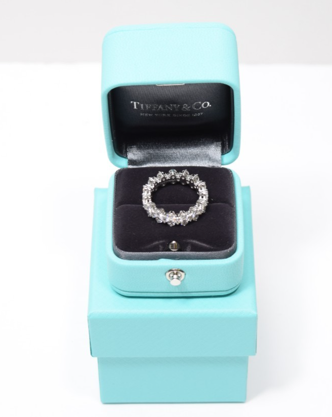 Tiffany & Co Aria Diamond Eternity Band Ring 18K Platinum w/ Box & Papers #8