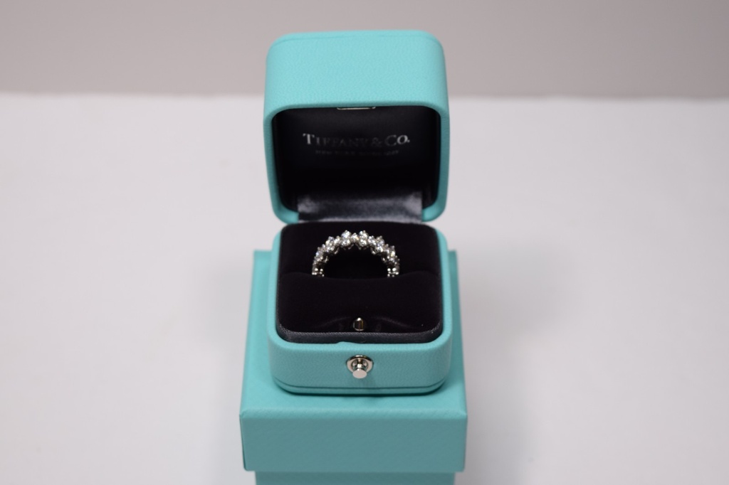 Tiffany & Co Aria Diamond Eternity Band Ring 18K Platinum w/ Box & Papers #12