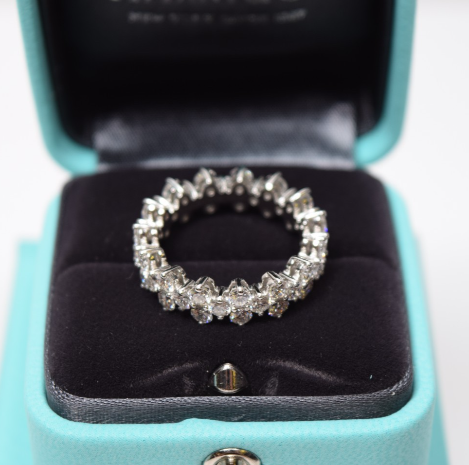 Tiffany & Co Aria Diamond Eternity Band Ring 18K Platinum w/ Box & Papers #14