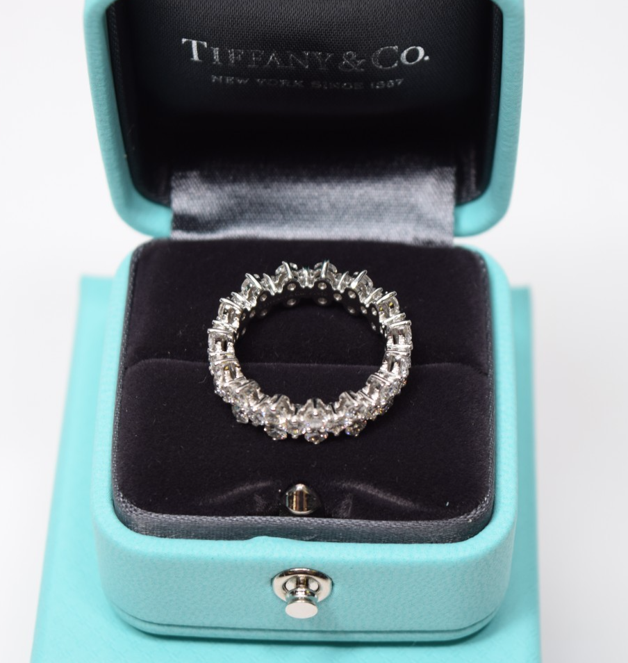 Tiffany & Co Aria Diamond Eternity Band Ring 18K Platinum w/ Box & Papers #15