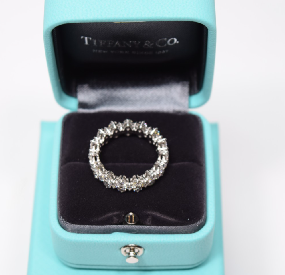 Tiffany & Co Aria Diamond Eternity Band Ring 18K Platinum w/ Box & Papers #17