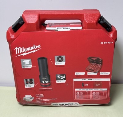 Milwaukee 49-66-7011 SHOCKWAVE 1/2" Drive SAE 6 Point Impact Socket Set 12PC-New #1