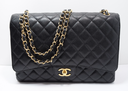 Chanel Classic Maxi Double Flap Black Caviar Leather Gold Hardware w/ Box & Dust purchase