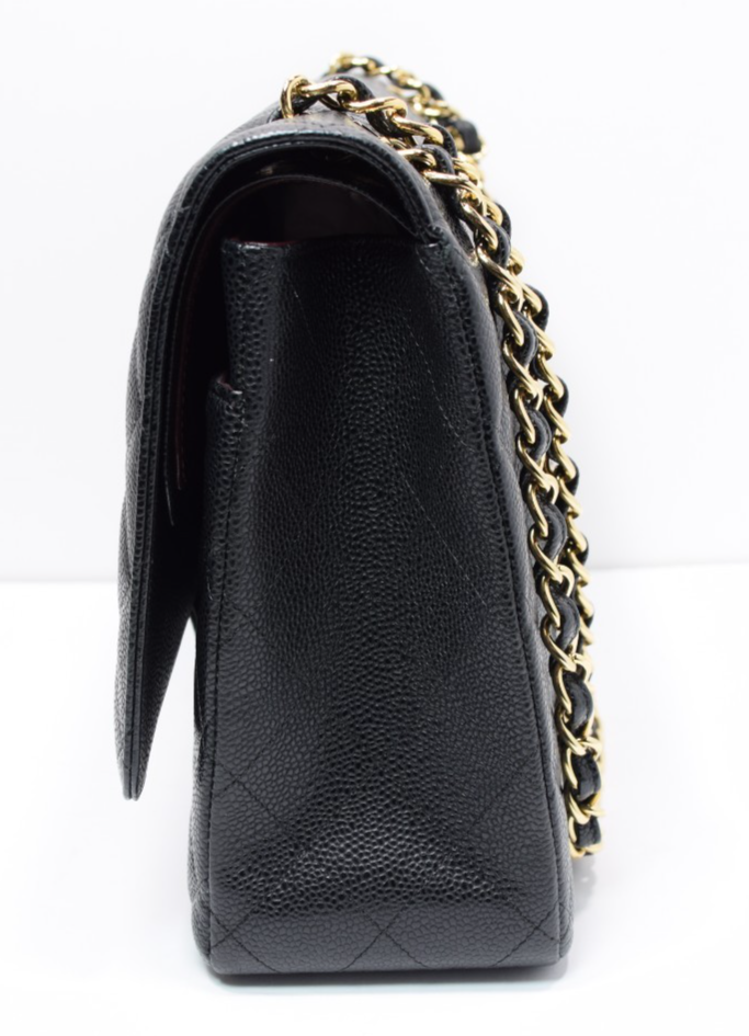 Chanel Classic Maxi Double Flap Black Caviar Leather Gold Hardware w/ Box & Dust #7