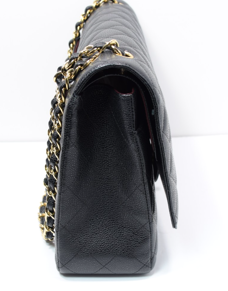Chanel Classic Maxi Double Flap Black Caviar Leather Gold Hardware w/ Box & Dust #8