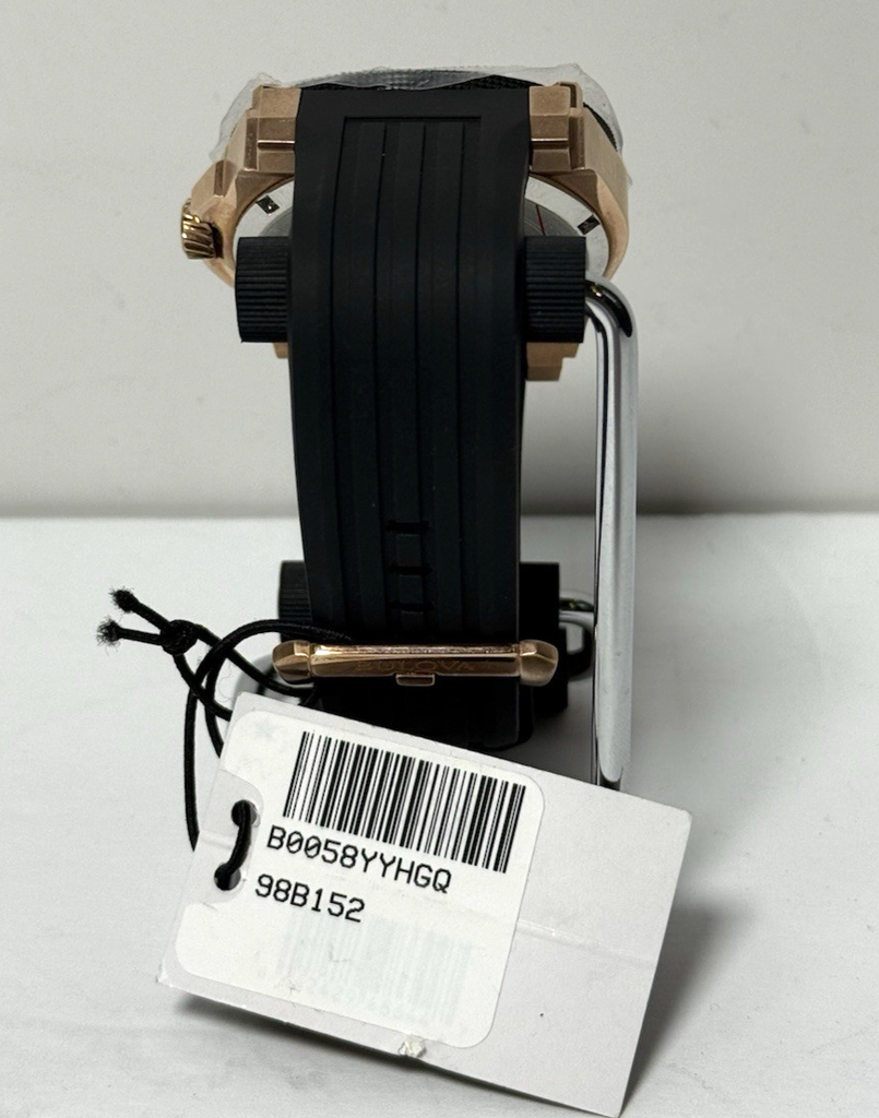 Bulova Precisionist 98B152 Icon Rose Gold Black Dial Polyurethane Men's Watch #5